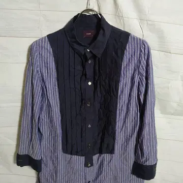 284 로지에 플리츠 스트라이프 셔츠 원피스 3 네이비 계열