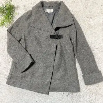 자유구 숏코트 38 M 자켓 울 코디건 그레이 케이프