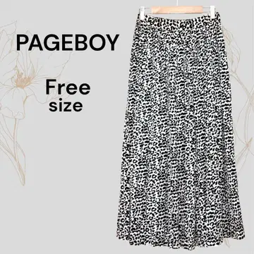페이지 보이 새상품급 레오파드 무늬 롱 스커트 레오파드 허리밴딩