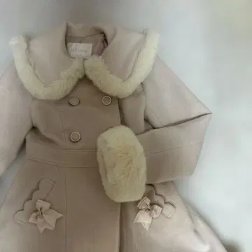 리즈리사 LIZLISA 퍼 칼라 코트 핑크