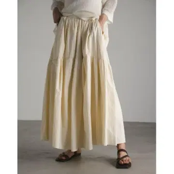STYLEMIXER 라운드 캉캉 스커트 롱 스커트 아이보리