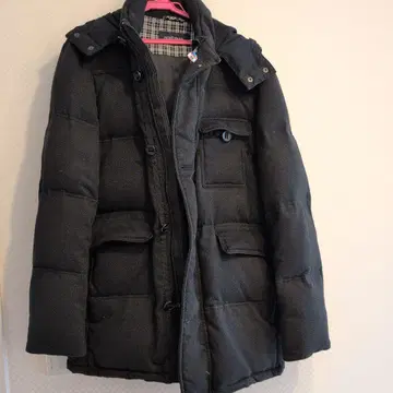 NEWYORKER 후드 부착 블랙 다운 자켓 L