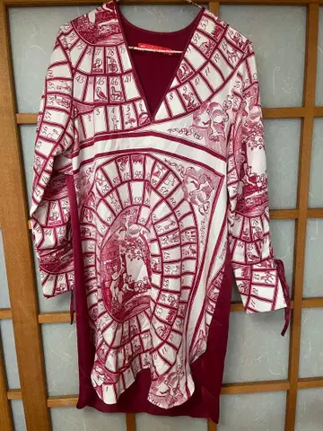 민트 디자인스 긴팔 블라우스 미니 원피스 빨간색