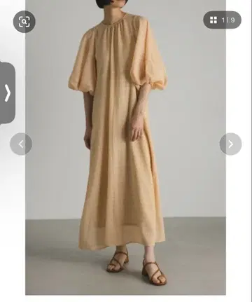 오렌지 볼륨 슬리브 원피스 M 사이즈