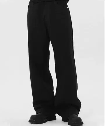 DNSR Signature 와이드 데님 팬츠 블랙