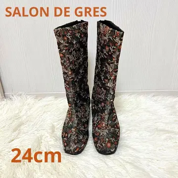 새상품급 살롱 드 그레이 부츠 롱 부츠 핸드메이드