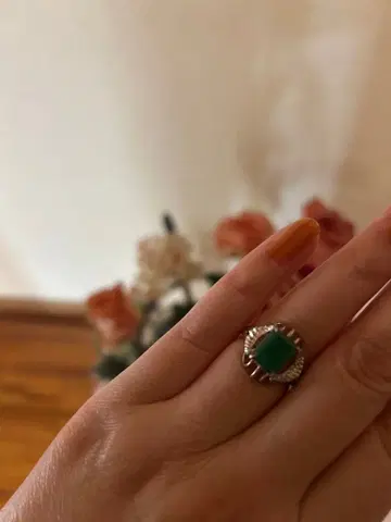 그린 스톤 실버 반지
