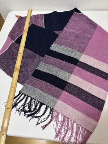 실크 수제 핸드메이드 [ A ] 보라색 계열 체크 무늬 머플러