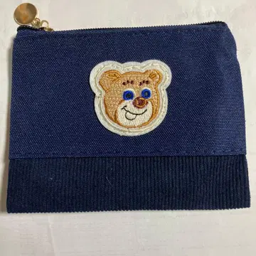 미사용 새상품 곰 자수 네이비 파우치