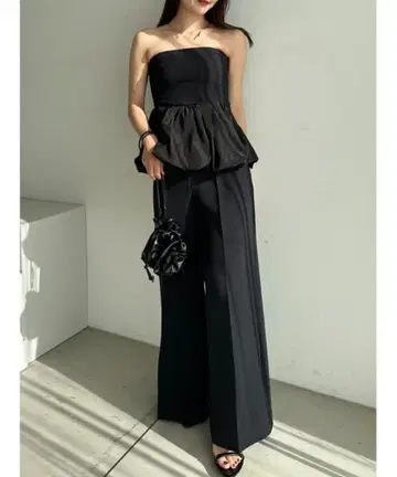 스나이델 페플럼 베어탑&팬츠 세트 포멀 블랙