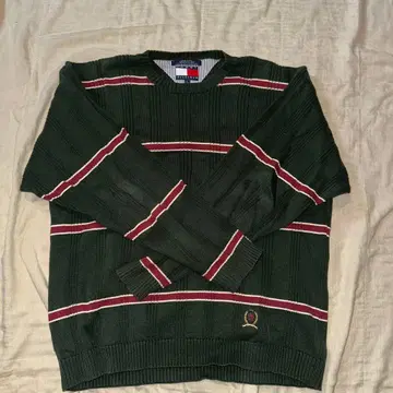 TOMMY HILFIGER 다크 그린 니트 트레이닝복 L 사이즈