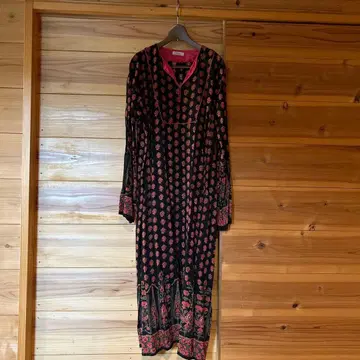 프리다 블록 프린트 에스닉 롱 원피스