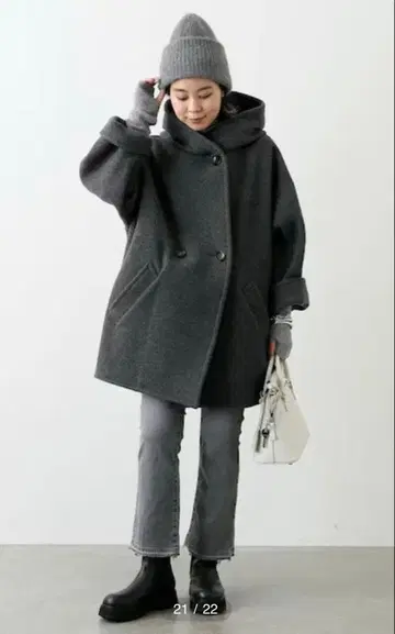 AP STUDIO 라이트 모사 오버 후디 코트