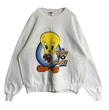 90s 루니툰 USA제 맨투맨 XL 화이트 트위티 4673