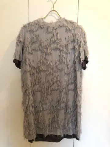 [ CARVEN ] 자카드 패브릭 프린지 드레스 36 그레이