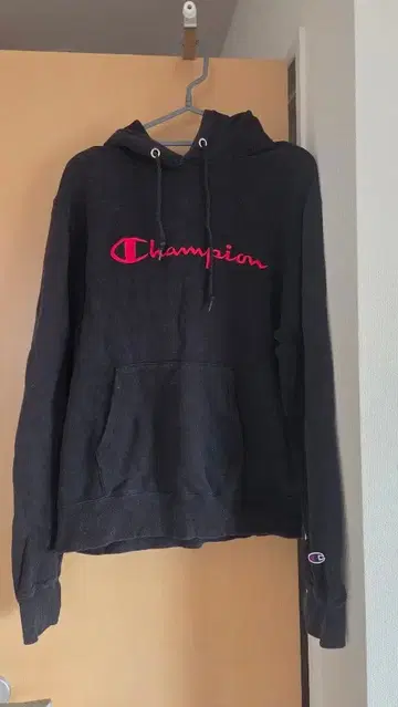 Champion 블랙 후드티 X-LARGE