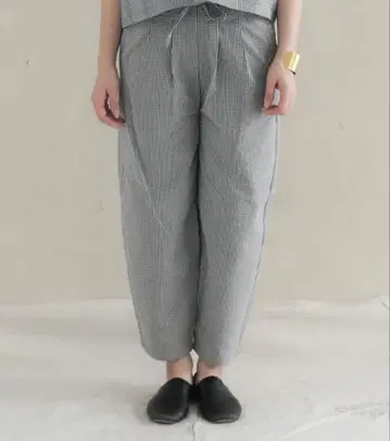 아틀리에 단탄*Barouh 깅엄 드로우 스트링 팬츠