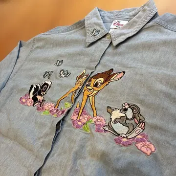 [ 레어템 ] Disney 디즈니 밤비 자수 데님 셔츠