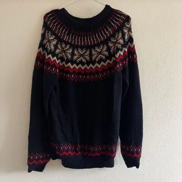 gim 노르딕 무늬 스웨터 긴팔 네이비