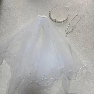 웨딩 베일, 티아라, 목걸이 세트