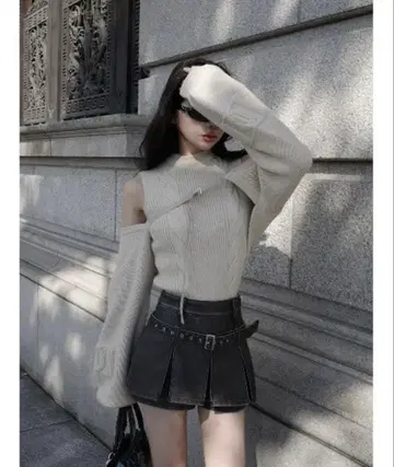 Darich 앤티크 가죽 플리츠 숏팬츠