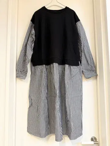 cloudnine 니트 셔츠 원피스 절개 빅 스트라이프