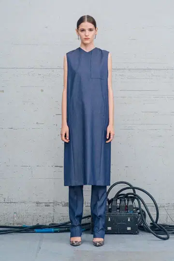 하이크 원피스+팬츠 세트 블루