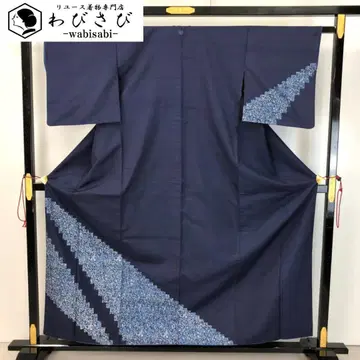 츠케사게 명주 네이비 나염 꽃풀 무늬 철포도색 K-5103