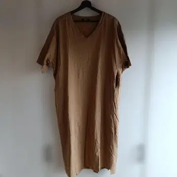 SILAS 베이지 V넥 반팔 원피스 원사이즈