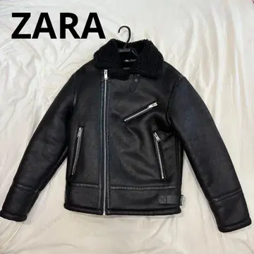 [ 새상품급 ] ZARA 보아 카라 부착 가죽 라이더 자켓 자라
