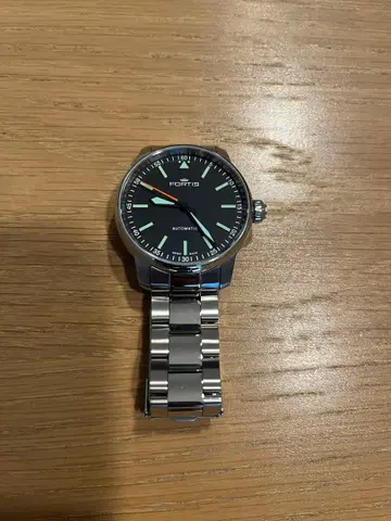 FORTIS 자동 와인딩 시계 블랙 다이얼 스테인리스