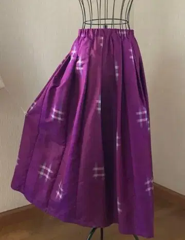 기모노 리메이크 R136 순수 실크 명선 해체 원단 롱 스커트