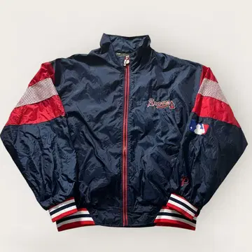 90s MLB 브레이브스 나일론 자켓 자수 로고 네이비 레드
