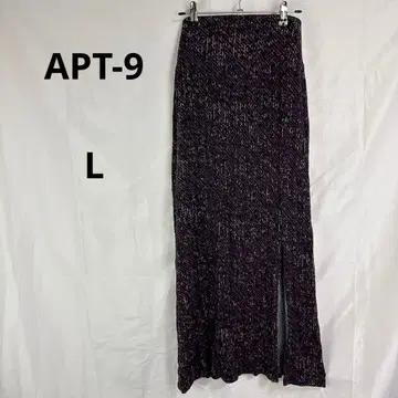 APT.9 아프트나인 맥시 길이 스커트 블랙 [ L ] 슬릿 믹스 패턴