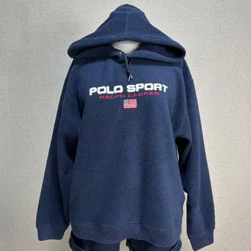 초레어 폴로 랄프로렌 플리스 후드티 성조기 네이비 Y2K 그런지