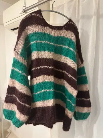 mici 모헤어 니트 보더 그린