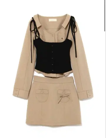 Maya 블라우스 니트 세트업 베이지