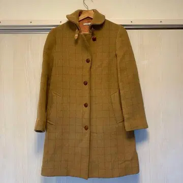 IENA 체크 무늬 롱 코트 베이지