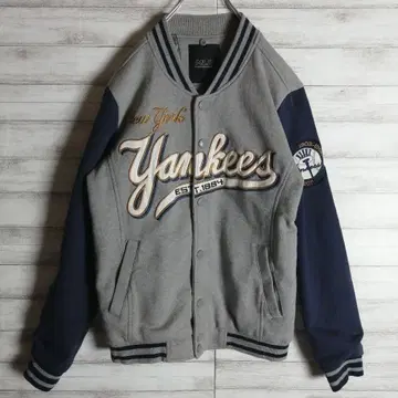 MLB 양키스 바시티 자켓 자수 로고 그레이 네이비 충전솜 자켓 M 상당