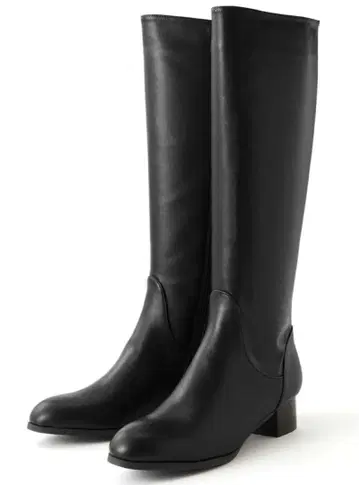 블랙 가죽 롱 부츠