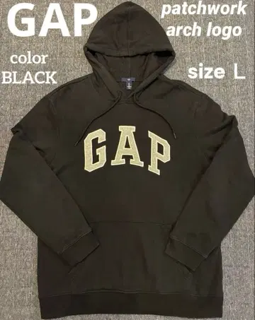 GAP 갭 혼택 아치 로고 블랙 후드티 패치 로고