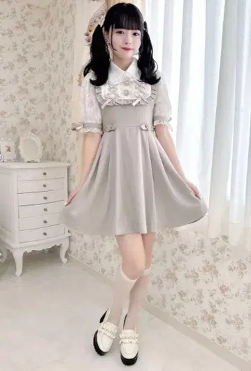 [ 완판템 ] ROJITA 요크 레이스업 원피스 ( 핑크 )