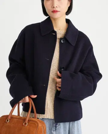 BABYLONE 리버 숏 자켓 코트 네이비