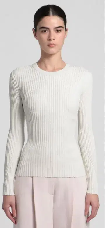 미사용 새상품 띠어리 럭스 화이트 리브 긴팔 상의