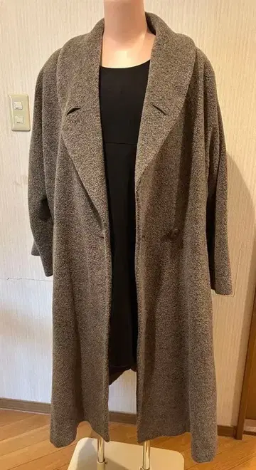 그레이 울 혼방 롱 코트