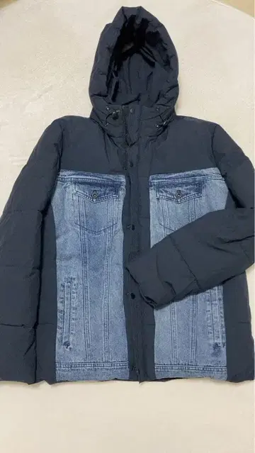 Desigual 후드 부착 다운 자켓 네이비 데님