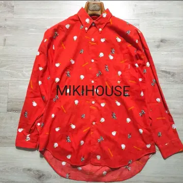Miki House 빨간색 캐릭터 패턴 긴팔 셔츠 크리스마스