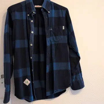 SUN68 플란넬 셔츠 네이비/블루 체크 무늬