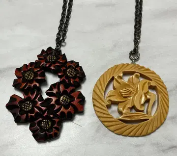 코스튬 주얼리 목조 펜던트 목걸이 블랙 목걸이 2점