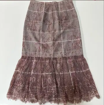 CELFORD 그레이 브라운 패턴 플레어 스커트 38 새상품급